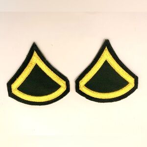U.S. Army Private First Class (PFC, E-3) Rank Insignia Patch - Set of 2- Vintage